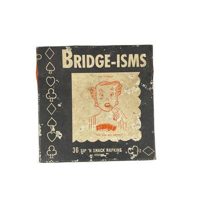 Vintage 50s Percy Barker BRIDGE-ISMS SIP & SNACK Napkins - Yesterdays Collective