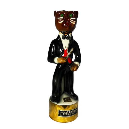 Vintage 1970 Ezra Brooks Philharmonic Katz Ad Decanter - Drug Store Collectible Tiger Willy