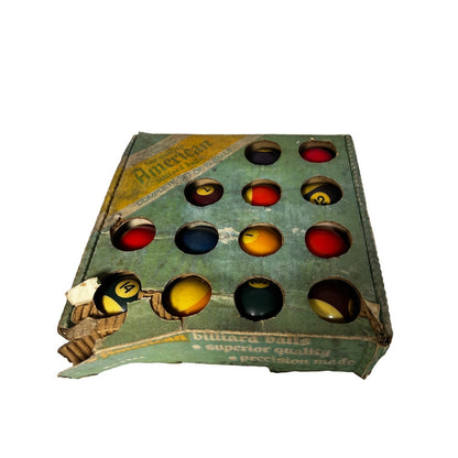 Vintage American Billiard Pool Balls Set - Original Box - Yesterdays Collective