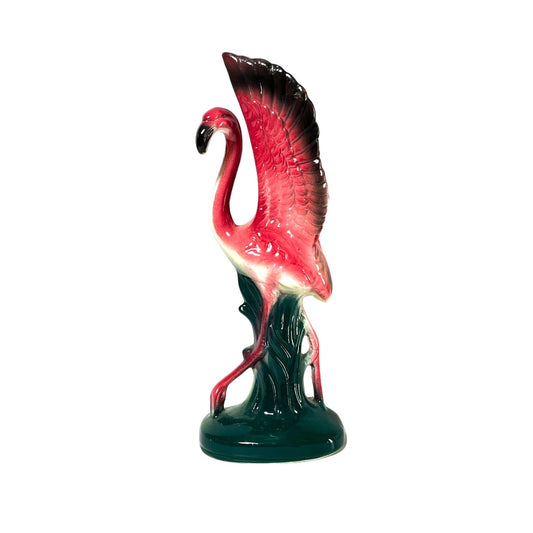 Vintage Pink Flamingo, mid-century Art Deco Style Pink Flamingo Ceramic Figurine - Yesterdays Collective