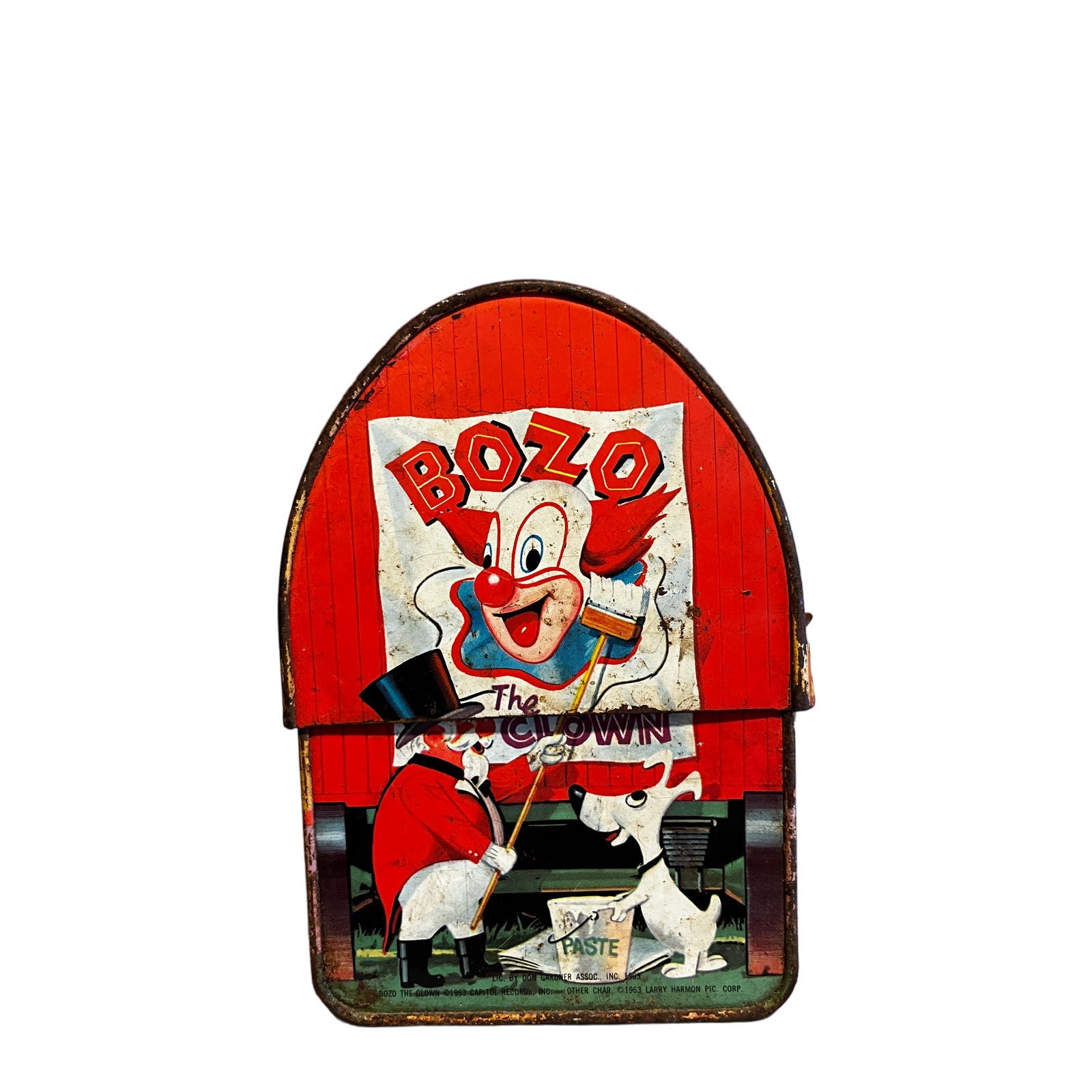 1963 Bozo The Clown Dome Top Lunchbox - Rust from Flood Damage, Sold As-Is Tiger Willy