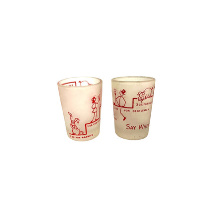 Vintage Frosted Glass "Say When" Measuring Shot Glass - Novelty Jackasses Design - Yesterdays Collective