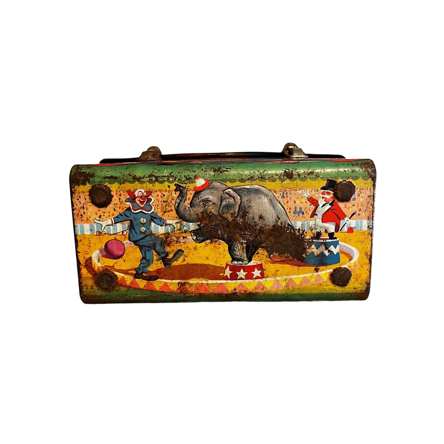 1963 Bozo The Clown Dome Top Lunchbox - Rust from Flood Damage, Sold As-Is Tiger Willy