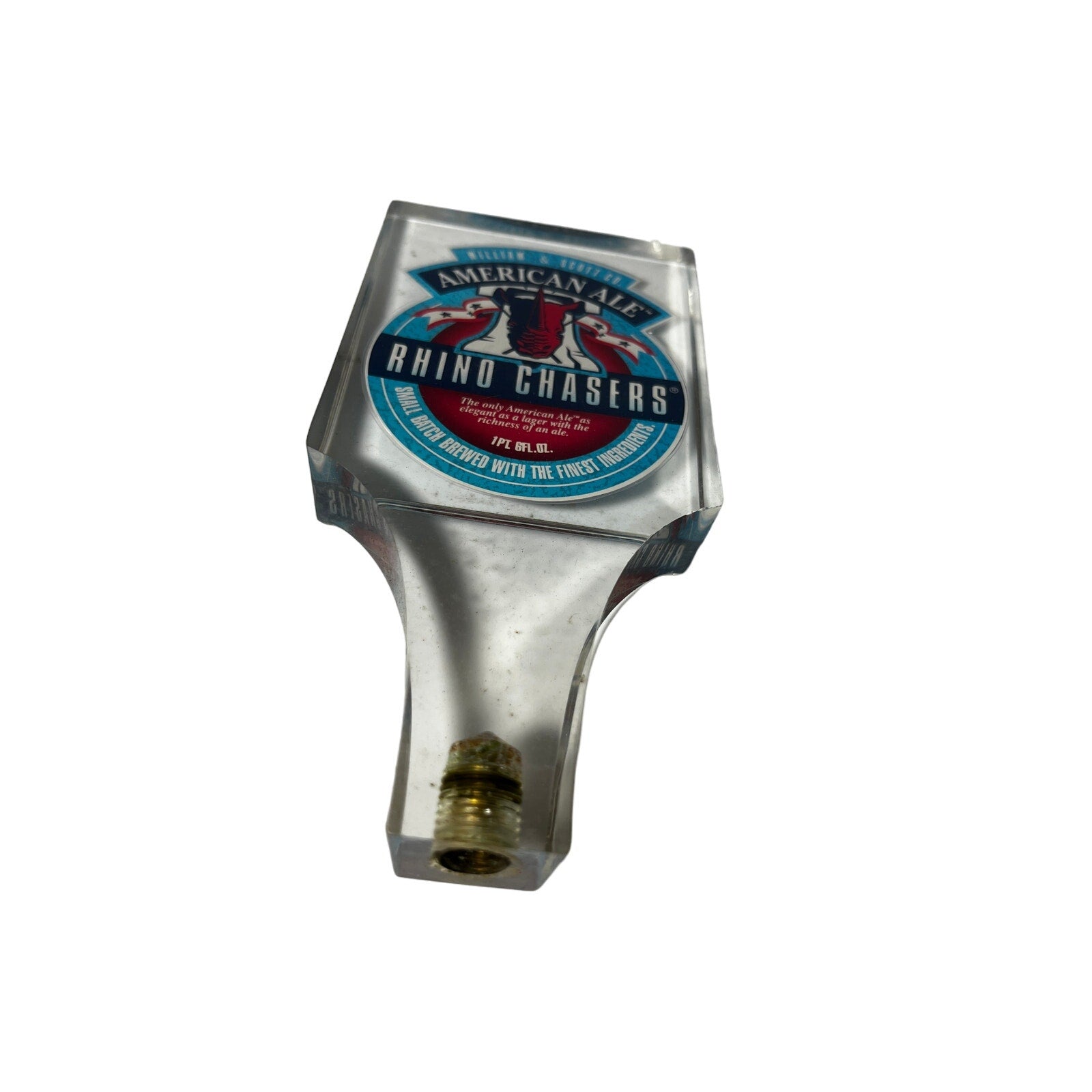 1990s Rhino Chasers Amber Ale 7" Acrylic Beer Tap Handle - Yesterdays Collective