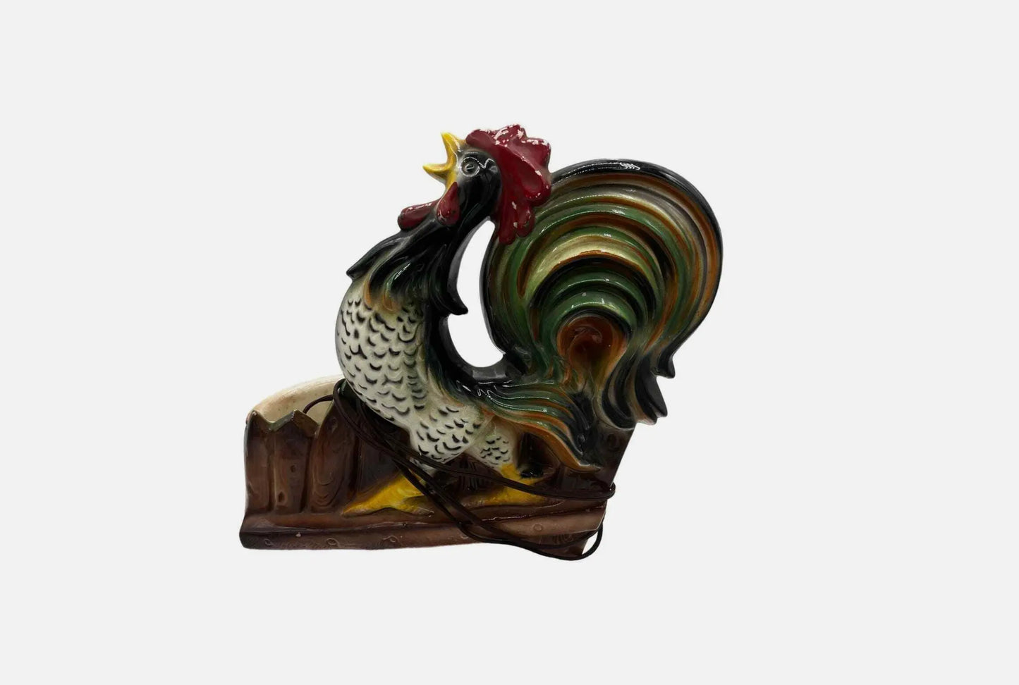 Vintage 1950s Lane and Co. Ceramic Rooster TV Lamp Planter Combo Tiger Willy