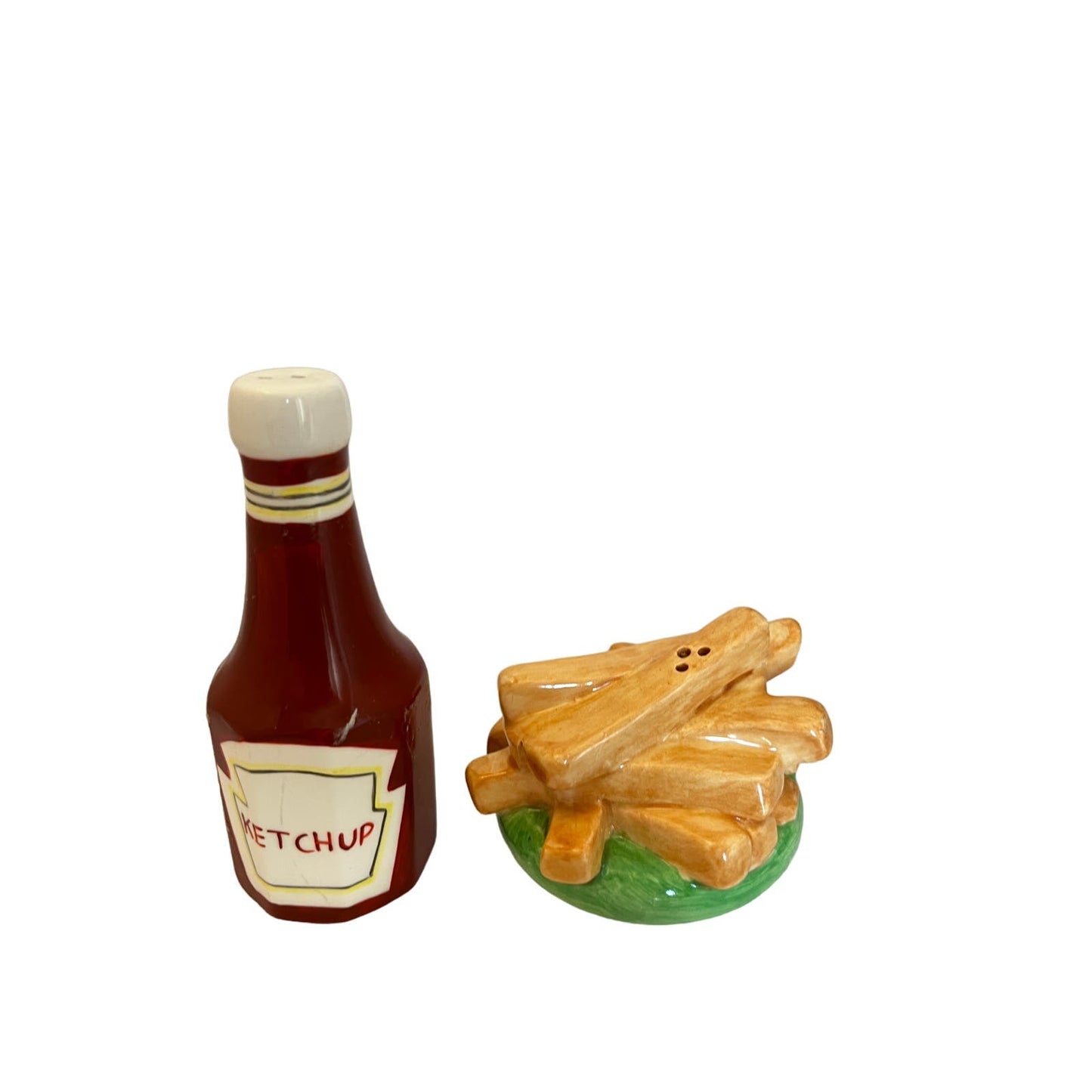 Great Shakes Ceramic Salt & Pepper Shakers by Russ Ketchup and French Fries Tiger Willy