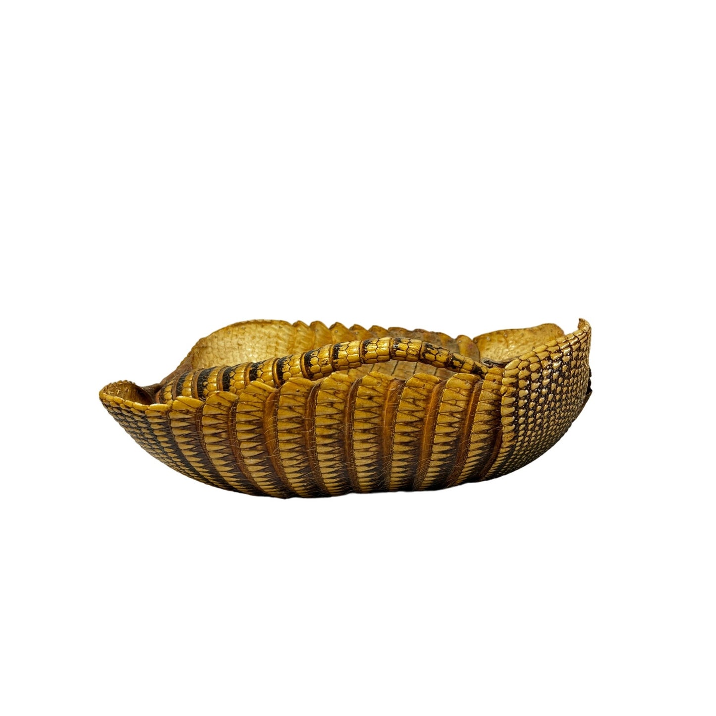 1940s Taxidermy Armadillo Shell Folk Art Basket Purse Handbag RARE Unlined - Yesterdays Collective