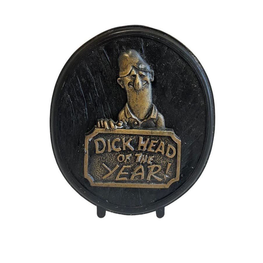 Vintage Gag Gift Dickhead of the Year Desktop Plaque - Yesterdays Collective