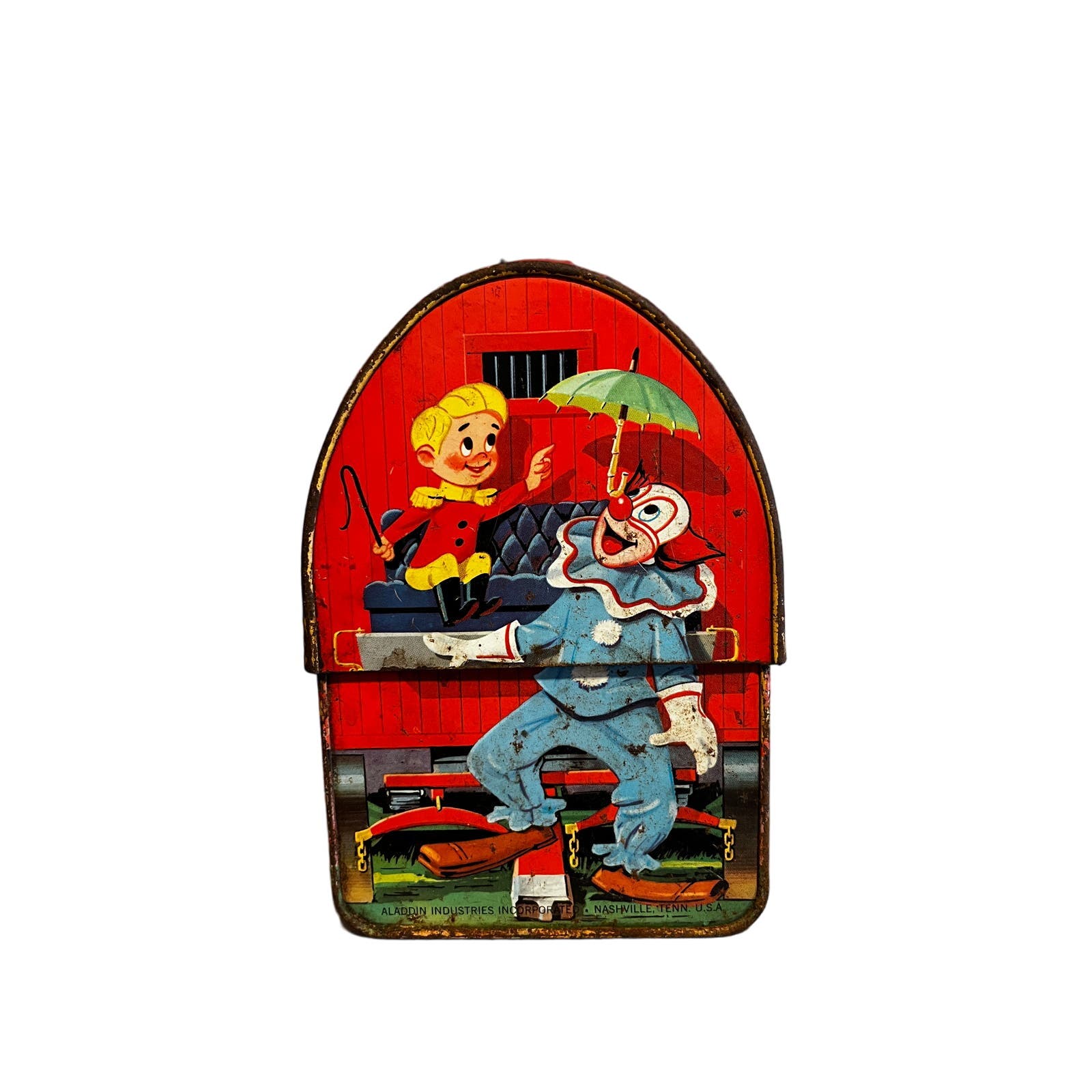 1963 Bozo The Clown Dome Top Lunchbox - Rust from Flood Damage, Sold As-Is Tiger Willy