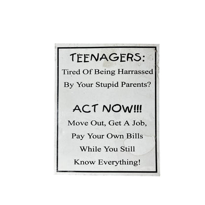 Vintage Teenager Signage / Parents Gag Gift Tiger Willy