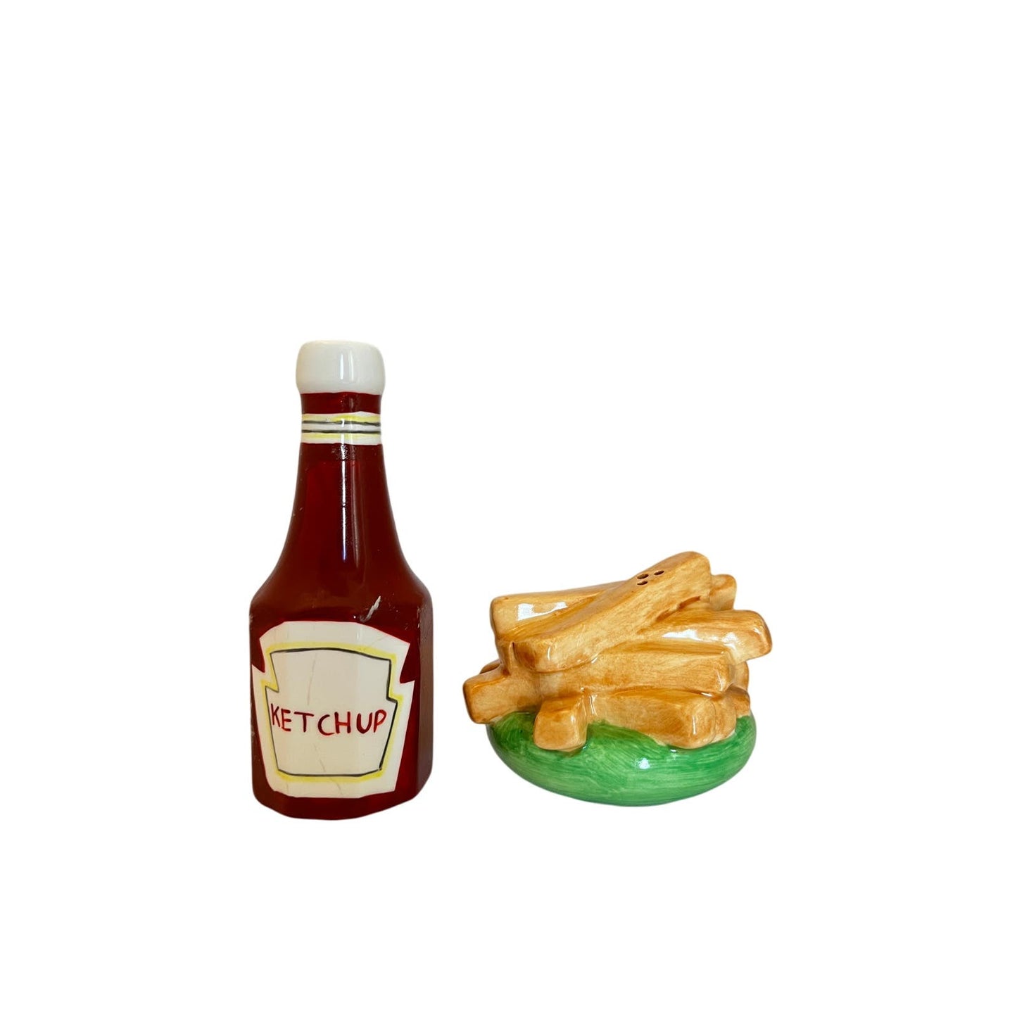 Great Shakes Ceramic Salt & Pepper Shakers by Russ Ketchup and French Fries Tiger Willy